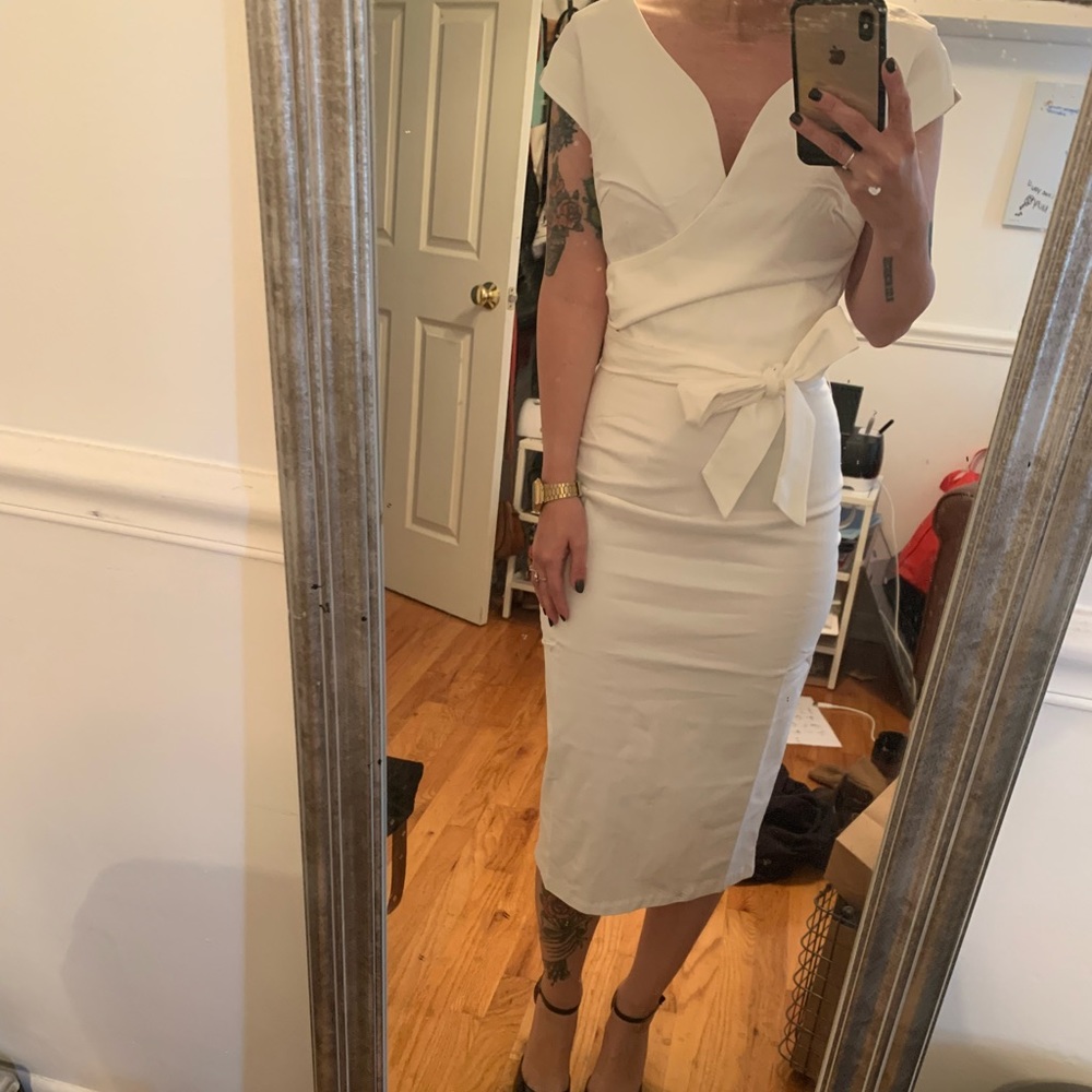 White midi dress